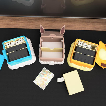 Eevee, Flareon,  Vaporeon Inspired Pokémon Deck Box Magnetic TCG Storage with Token & Dice Divider