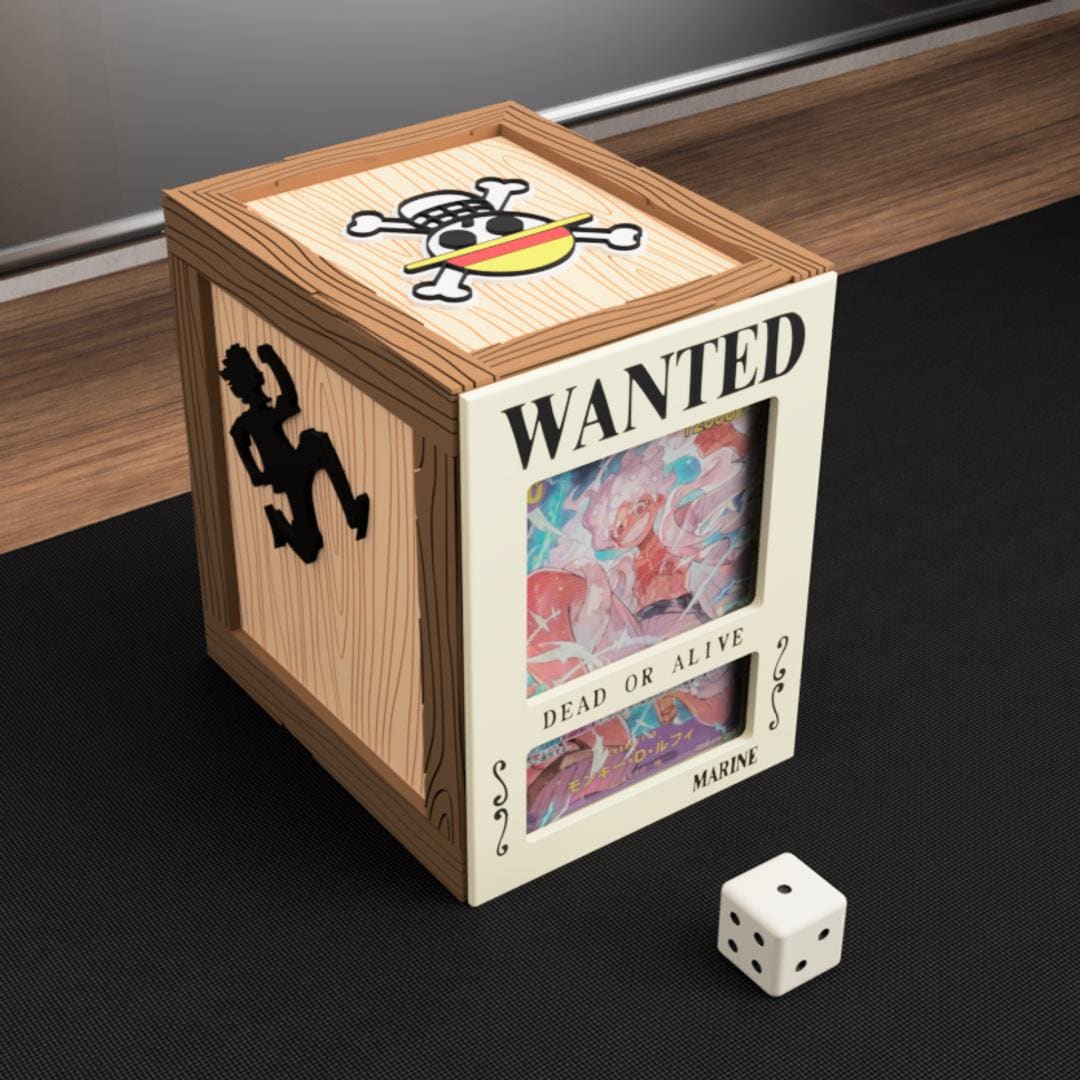 One Piece TCG Wooden Deck Box – Wanted Poster Design, Leader Window, Card Divider