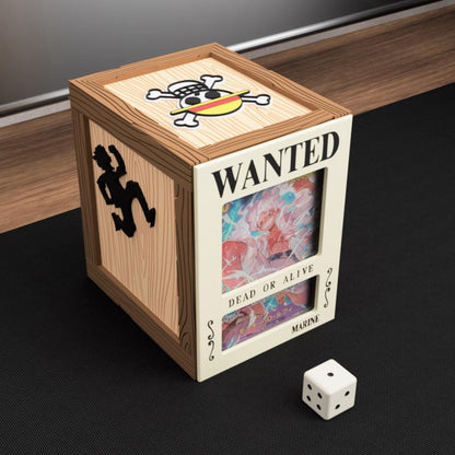One Piece TCG Wooden Deck Box – Wanted Poster Design, Leader Window, Card Divider