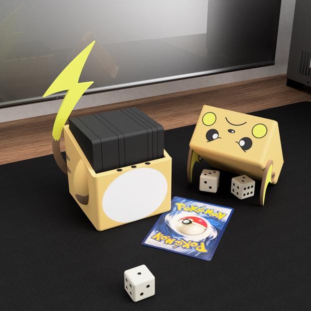 Pichu, Pikachu & Raichu Inspired Pokémon Deck Box – Magnetic TCG Storage for Trading Cards