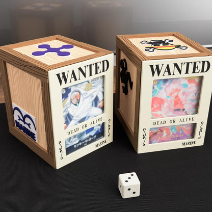 One Piece TCG Wooden Deck Box – Wanted Poster Design, Leader Window, Card Divider