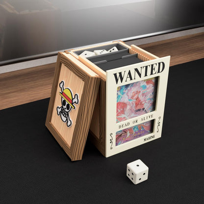 One Piece TCG Wooden Deck Box – Wanted Poster Design, Leader Window, Card Divider