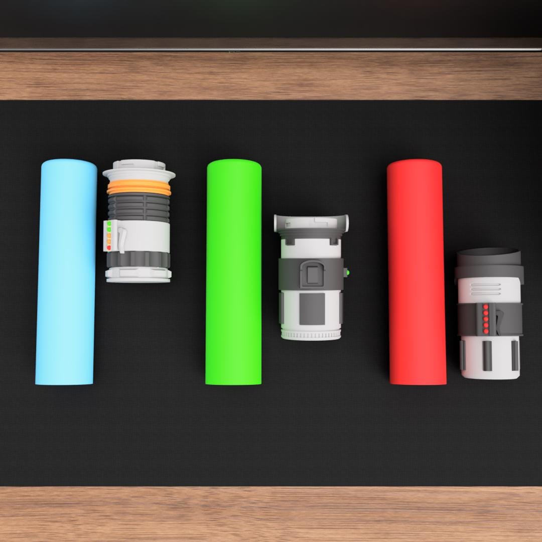 Lightsaber Playmat Holder – Star Wars Inspired Playmat Tube – Darth Vader, Obi-Wan, or Yoda Hilt Design – TCG Storage Case – MTG / Pokémon