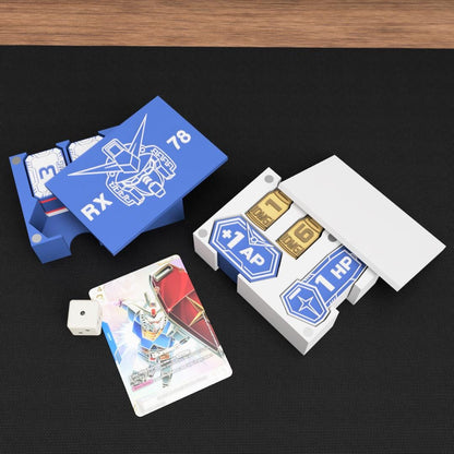 Gundam Inspired TCG Token Set & Deck Box – 3D Printed Anime Card Gaming Accessories