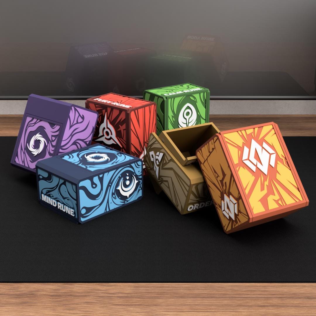 Riftbound Rune Deck Box – 3D Printed TCG Deck Case | 6 Elemental Styles | Fits 60+ Card Decks